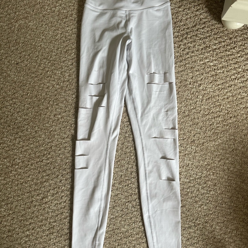 Alo Yoga White Distressed Leggings